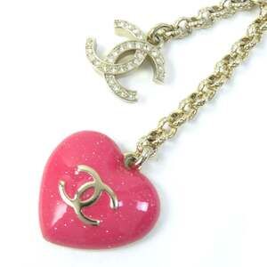 CHANEL Authentic Pink Pearl Logo Necklace